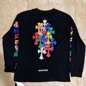Chrome Hearts Black Long Sleeve with Multicolor Crosses